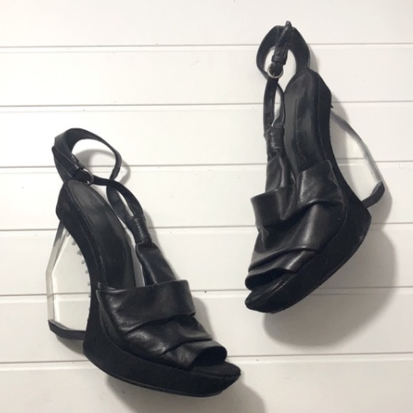 All Saints Spitalfields Lucite Wedge Sandals-Size 37 - Picture 1 of 16